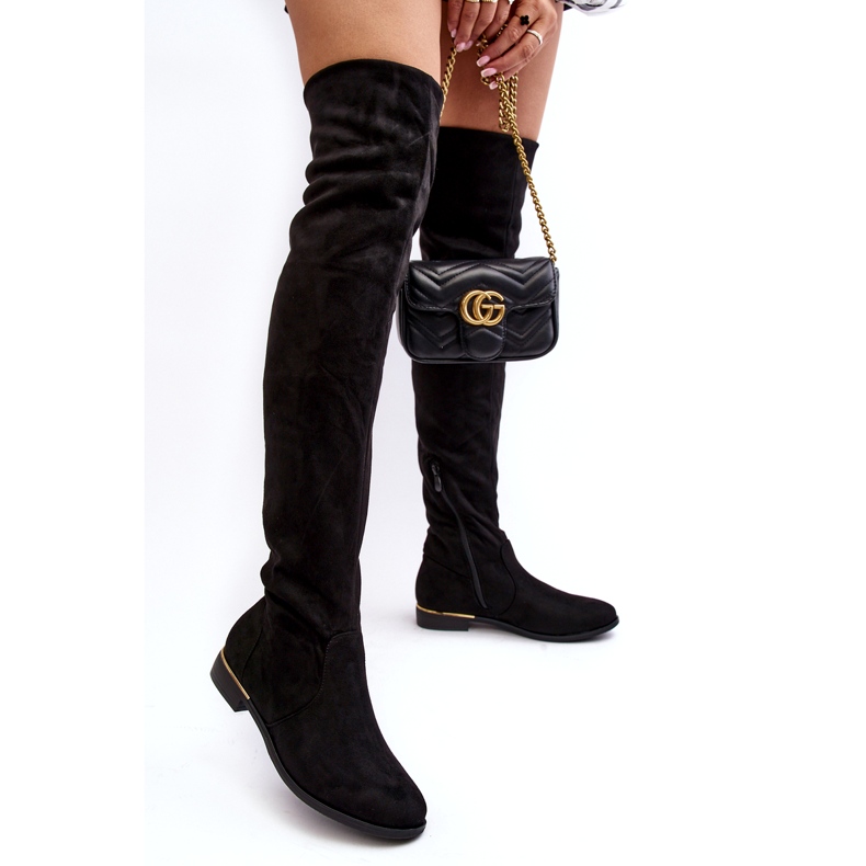 Super Me Botas femininas acima do joelho com salto plano, Bikka preta preto 2 Super Me Botas femininas acima do joelho com salto plano, Bikka preta preto 2