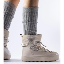 Botas de neve bege envernizadas com elástico da Calogero 1
