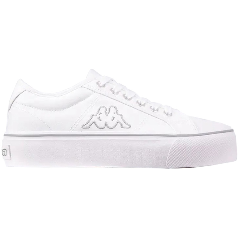 Sapatos femininos Kappa Boron Low Pf branco e prata 243162 1015 1