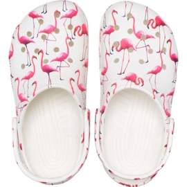 Tamancos infantis Crocs Classic Party Kids branco e rosa 207826 1CW 2