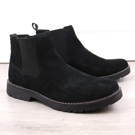 Botas Chelsea de camurça de couro para homens, pretas Filippo MBT5003 preto 1