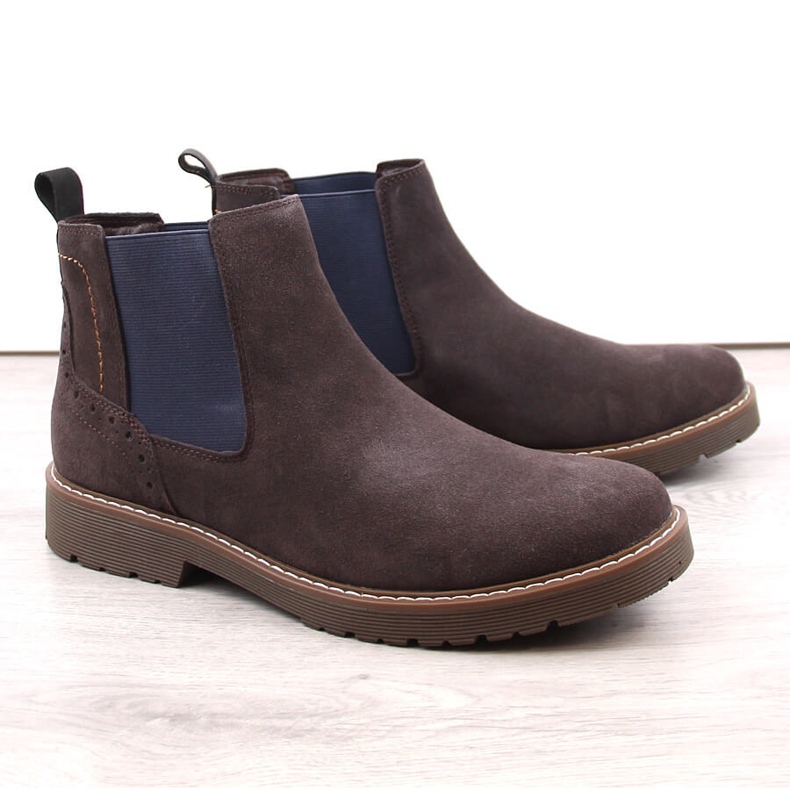 Botas Chelsea de camurça de couro para homem, marrom, slip-on Filippo MBT5003 castanho 1