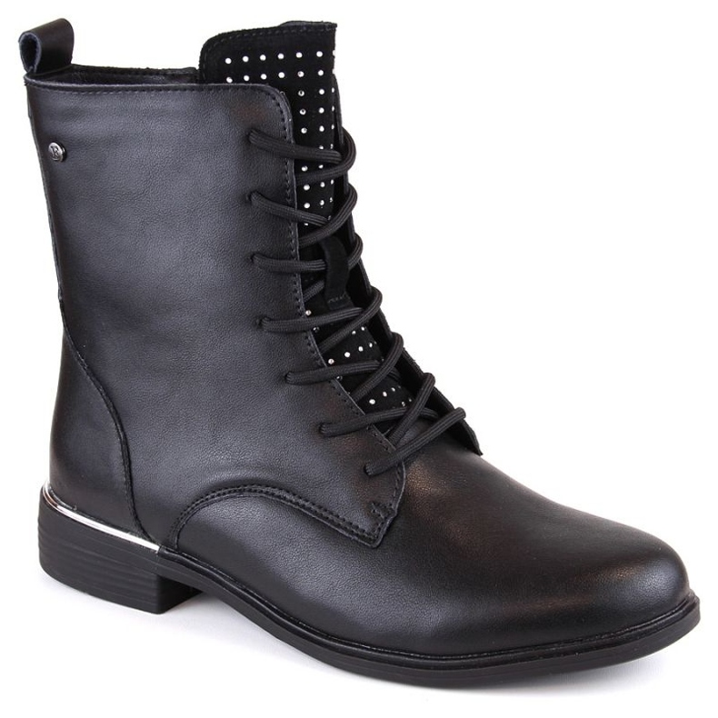 Botas de couro com zircões, isoladas por Filippo W PAW486, pretas preto 1