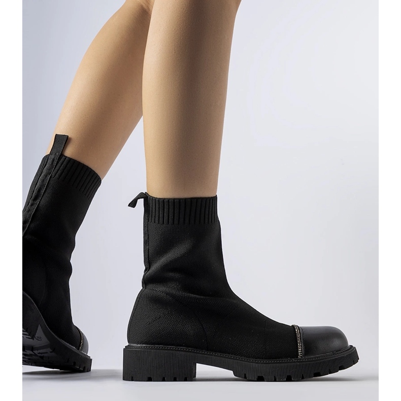 Botins meia pretos com strass da Vail 1