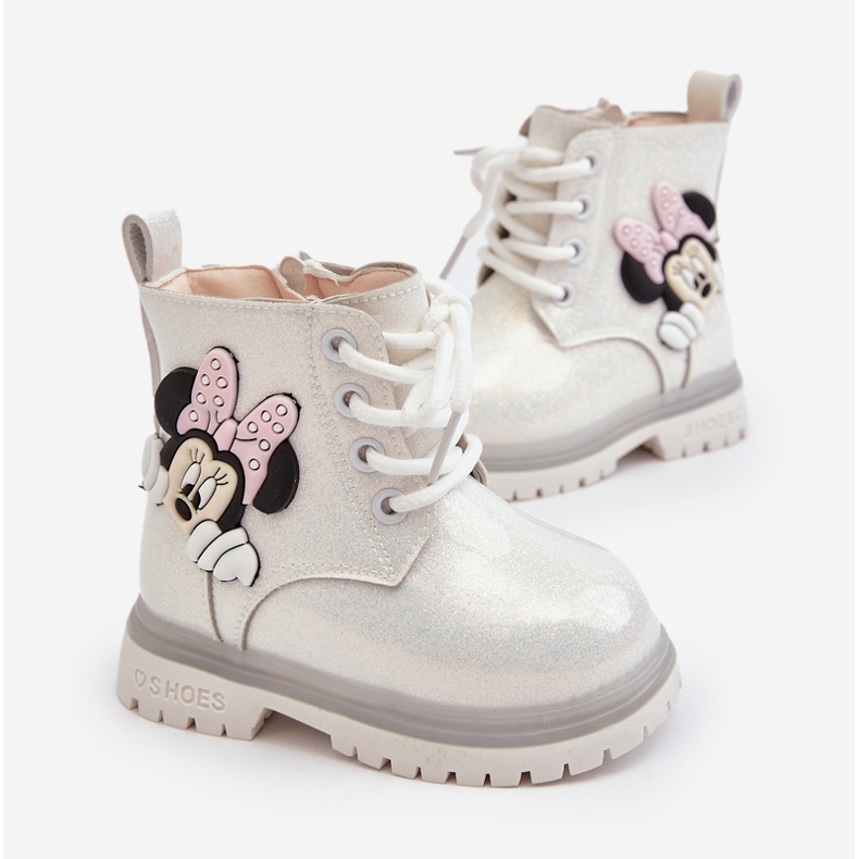 Botas quentes infantis Minnie Mouse brancas Tarmi branco 1