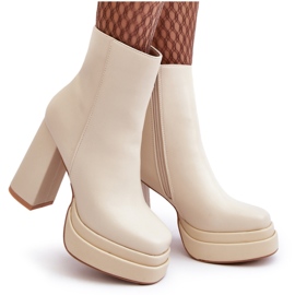 Sweet Shoes Botins femininos com salto alto e plataforma, bege claro Sandstra 4