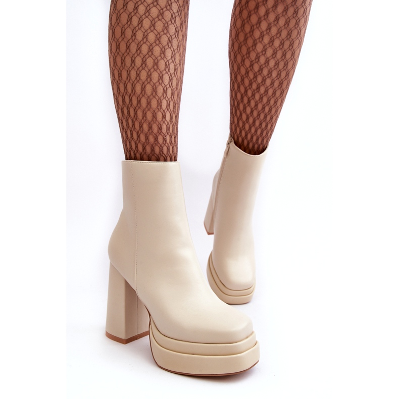 Sweet Shoes Botins femininos com salto alto e plataforma, bege claro Sandstra 3