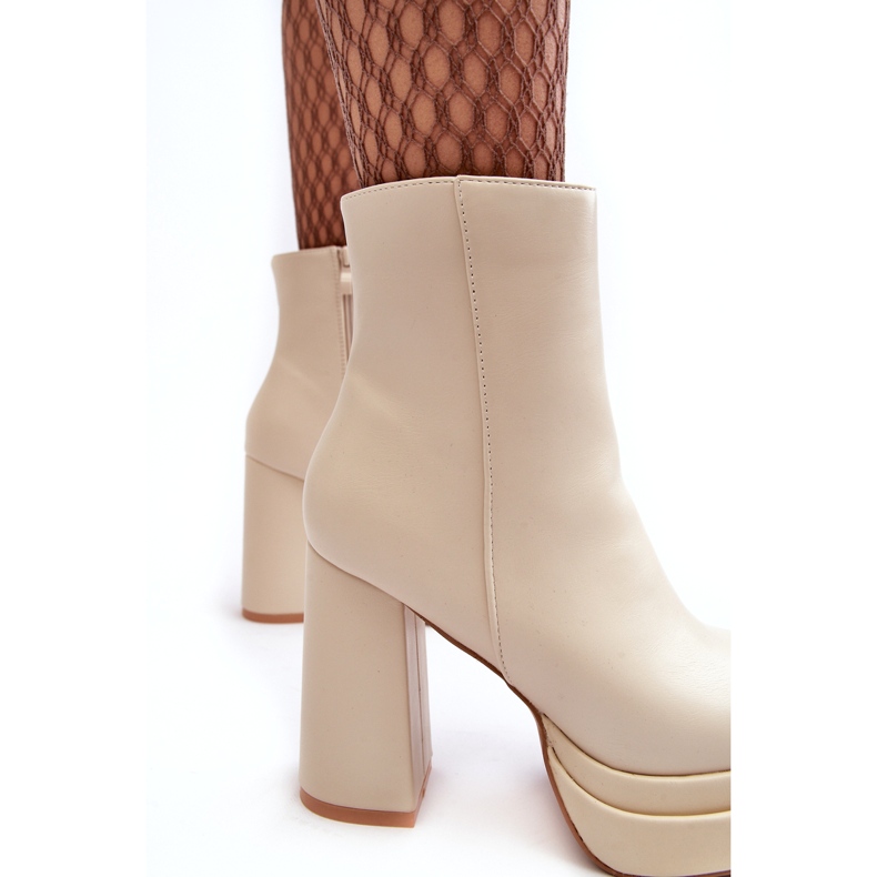 Sweet Shoes Botins femininos com salto alto e plataforma, bege claro Sandstra 2