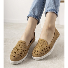 Mocassins de camelo com padrão de passarela aberto castanho 1