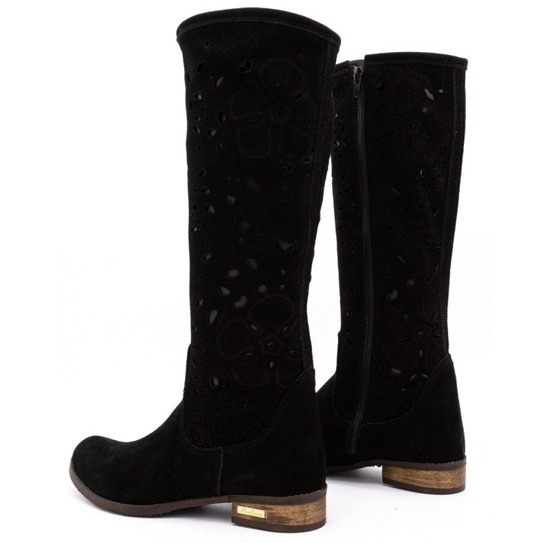 Olivier Botas femininas bordadas com flores pretas preto 3 Olivier Botas femininas bordadas com flores pretas preto 3