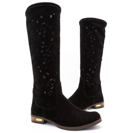 Olivier Botas femininas bordadas com flores pretas preto 2 Olivier Botas femininas bordadas com flores pretas preto 2