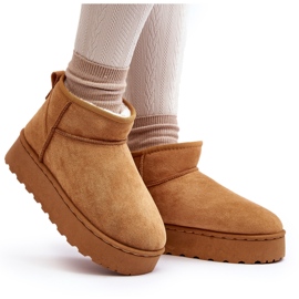 Botas femininas de neve com plataforma isoladas com pele de camelo Xamella marrom 4