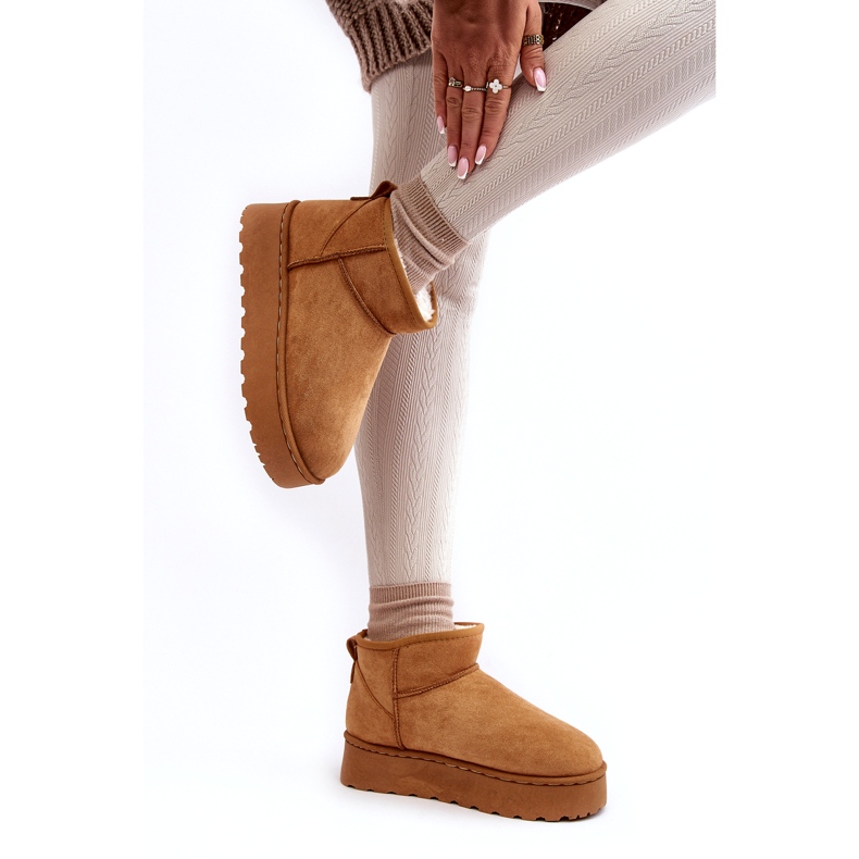 Botas femininas de neve com plataforma isoladas com pele de camelo Xamella castanho 2