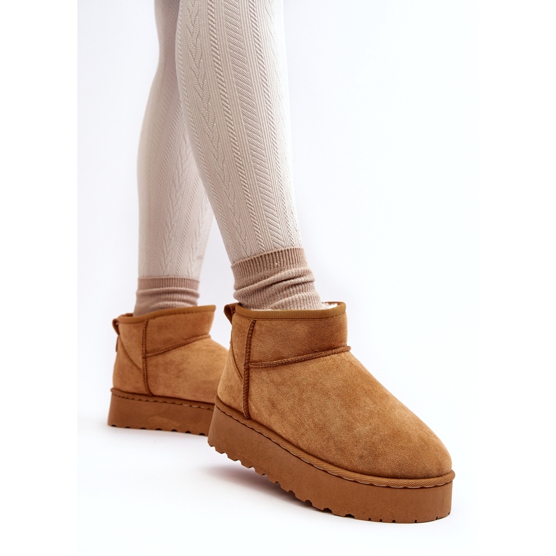 Botas femininas de neve com plataforma isoladas com pele de camelo Xamella marrom 1
