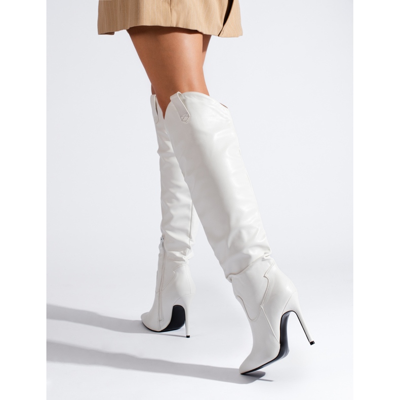 Botas femininas brancas de salto alto Shelovet branco 1