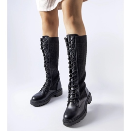 Botas meia pretas com strass Pierina preto 1
