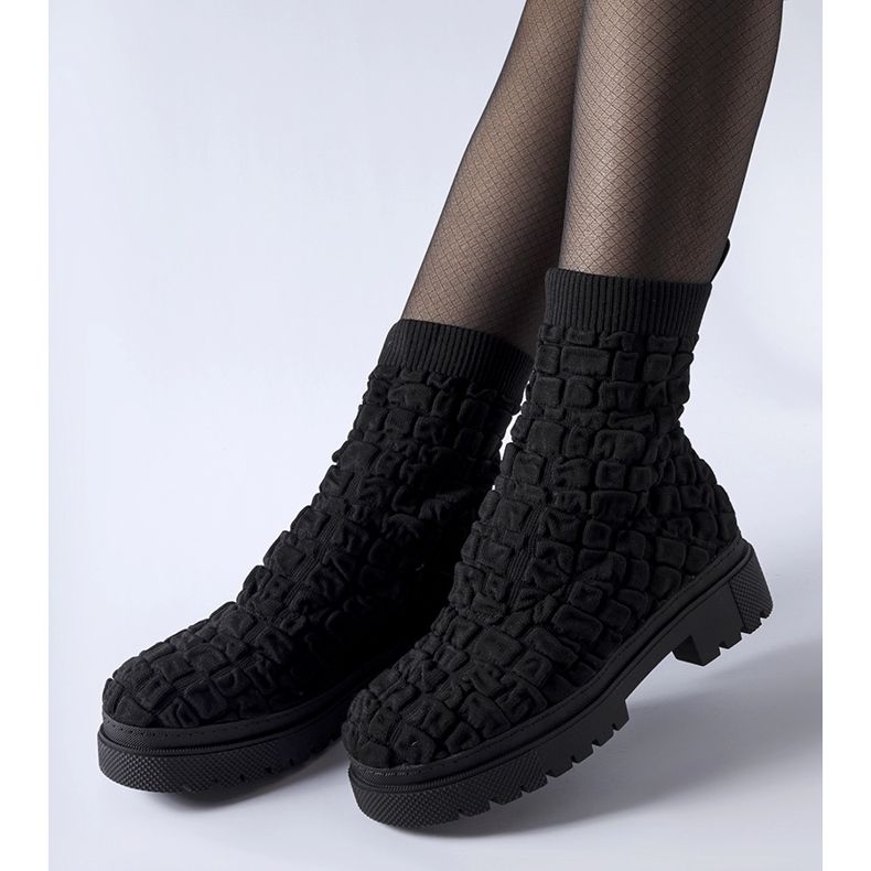 Botins Arlington pretos com parte superior em meia 1 Botins Arlington pretos com parte superior em meia 1