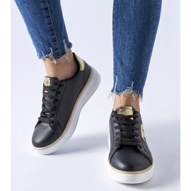 Tênis esportivo Fraggle preto e dourado 1