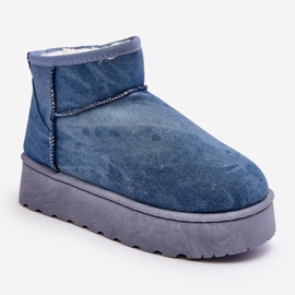 Botas de neve femininas azuis Margella com glitter na plataforma azul 1