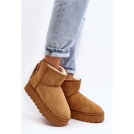 Botas de neve femininas em plataforma enorme com franjas Camel Lirico marrom 2