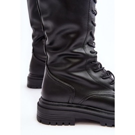 Botas femininas de cano médio com cadarço, preta Elavettsa preto 1