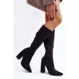 Botas femininas de salto alto acima do joelho pretas Fatuma preto 2