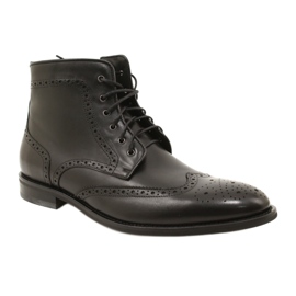 Botas Brogs masculinas, pretas, com cadarço Pilpol PW6037 preto 1 Botas Brogs masculinas, pretas, com cadarço Pilpol PW6037 preto 1