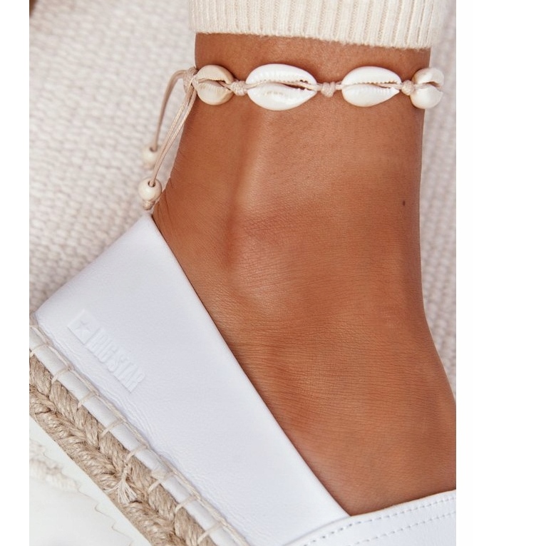 Alpercatas de couro com sola trançada Big Star HH274506 branco 1