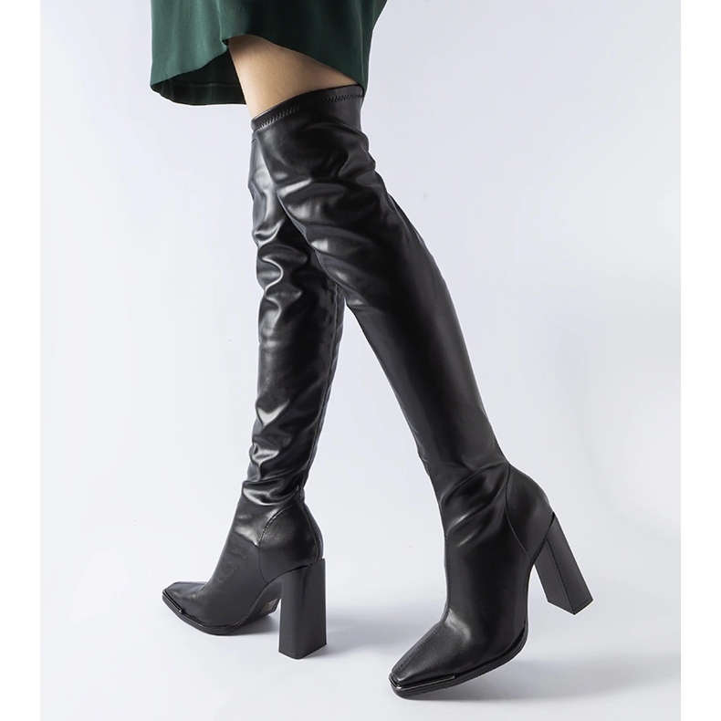 Botas clássicas pretas de salto alto da Faubourg preto 1 Botas clássicas pretas de salto alto da Faubourg preto 1