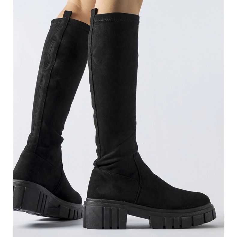 Botas longas pretas de camurça Donnino preto 1