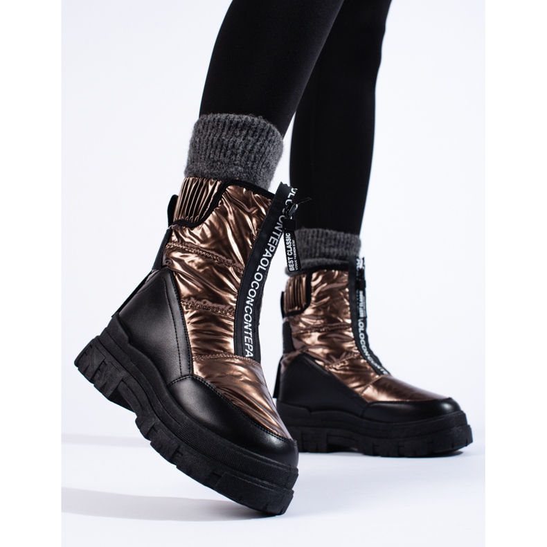 Botas de neve femininas na plataforma Vinceza dourado 1