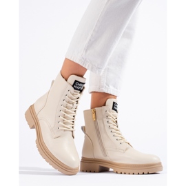 W. Potocki Calças femininas bege de trabalho Potocki 1 W. Potocki Calças femininas bege de trabalho Potocki 1