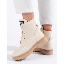 W. Potocki Calças femininas bege de trabalho Potocki 2 W. Potocki Calças femininas bege de trabalho Potocki 2