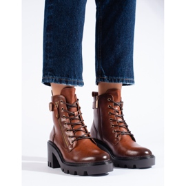 W. Potocki Botins femininos marrons de salto alto da Potocki castanho 1