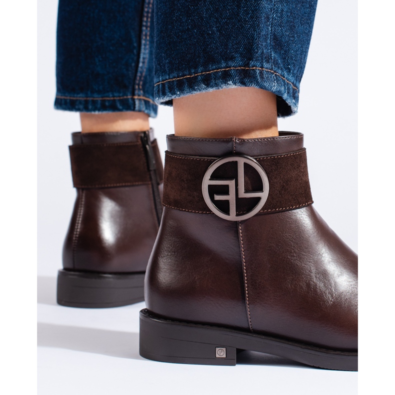 W. Potocki Botas baixas marrons com salto baixo da Potocki castanho 2