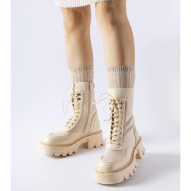 Sapatos de trabalho bege com sola Olona enorme 1