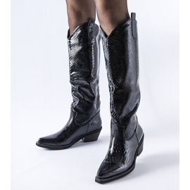 Botas de cowboy Chapin com isolamento preto e patente 1
