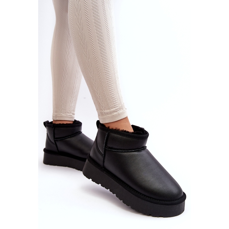 Botas femininas de couro com plataforma para neve pretas Loreley preto 1