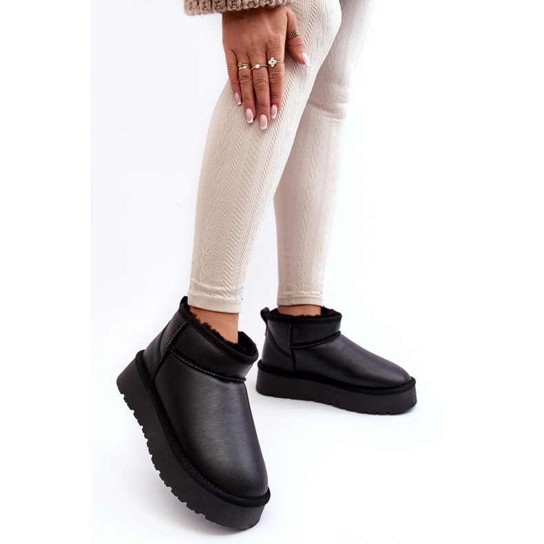 Botas femininas de couro com plataforma para neve pretas Loreley preto 3