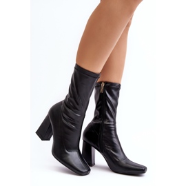 Botins femininos com bico quadrado, Glavina preto 2