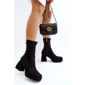 Botins femininos Adelles pretos com salto enorme e plataforma 2