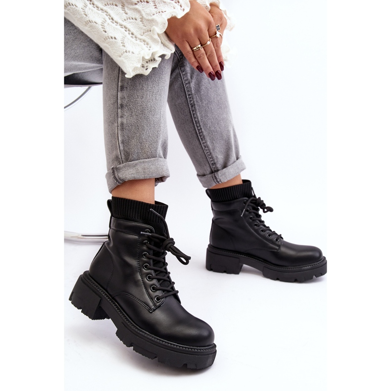 Botas Femininas Com Meia Preta Rivella preto 1 Botas Femininas Com Meia Preta Rivella preto 1