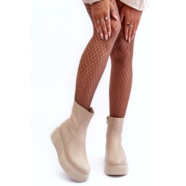 Botins femininos de couro com plataforma bege Lemar Jenefer 2