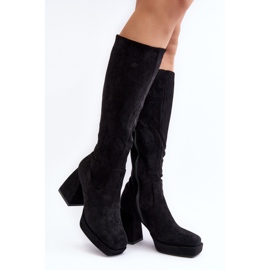 Botas femininas isoladas com salto grosso, Layala preta preto 1