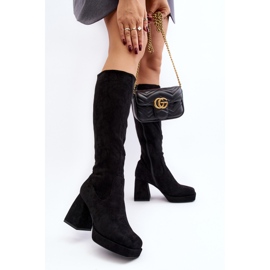 Botas femininas isoladas com salto grosso, Layala preta preto 2