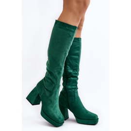Botas femininas isoladas com salto enorme, verde Layala 1 Botas femininas isoladas com salto enorme, verde Layala 1