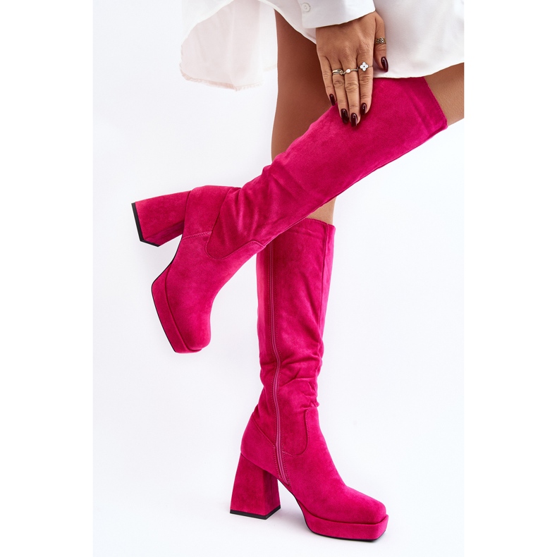 Botas femininas isoladas Layala Fuchsia com salto enorme rosa 2