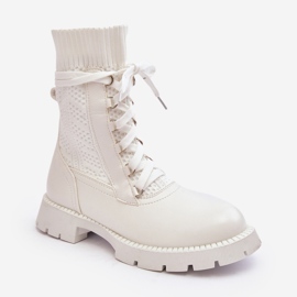 Botas Femininas Com Meia Amarrada Branca Gentiana branco 2