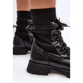 Botins Femininos com Meia Amarrada Gentiana Preta preto 1