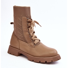 Botas Femininas com Meia Amarrada, Gentiana Marrom castanho 2